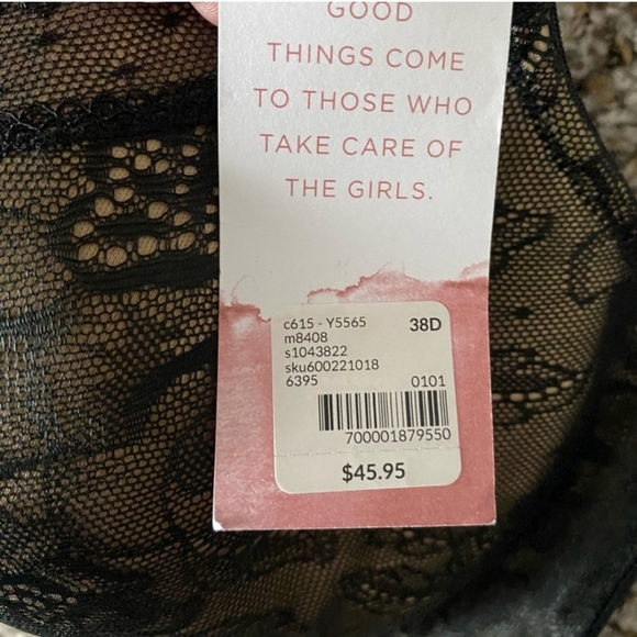 Cacique Lightly Lined Balconette Bra with Lace Black - Picture 3 of 3